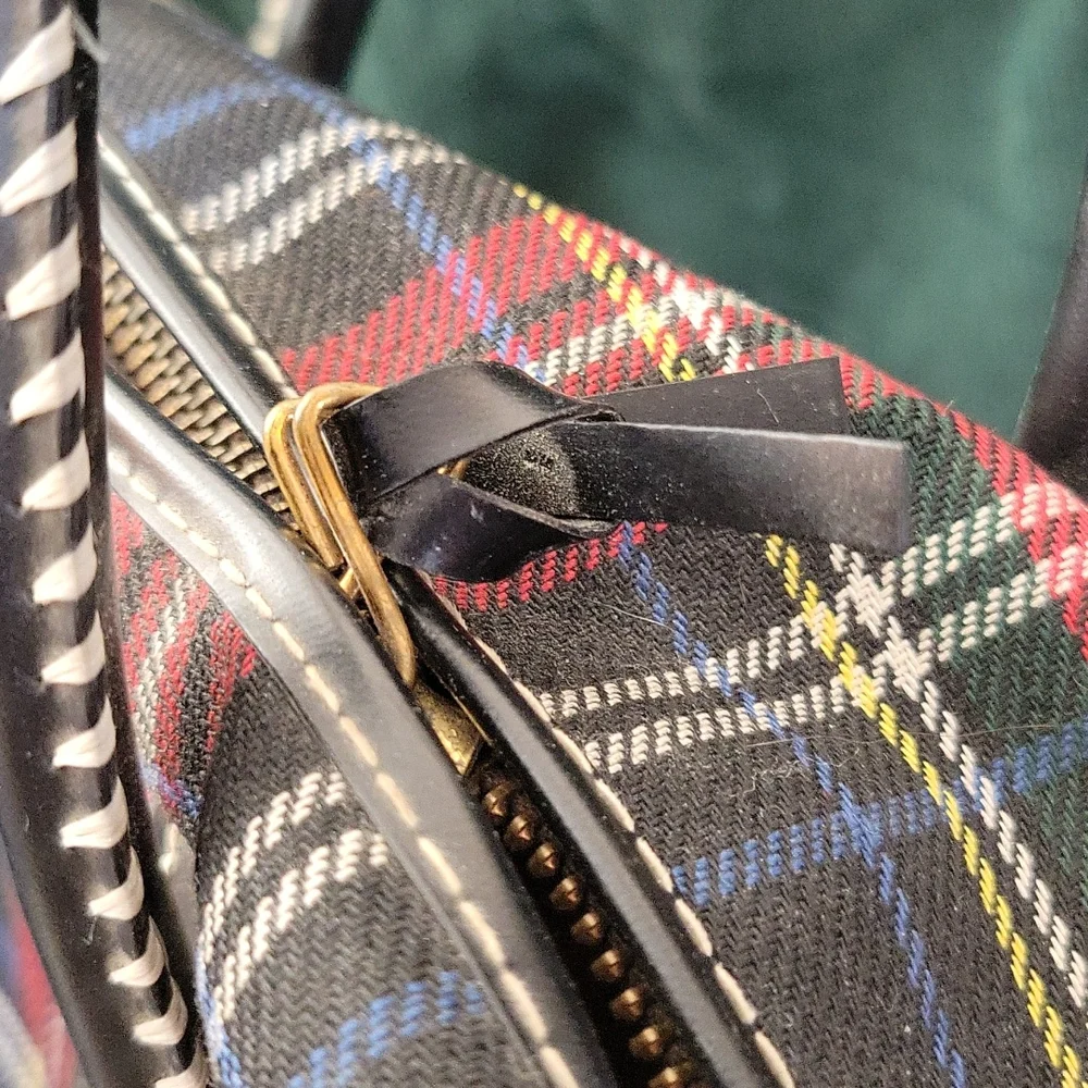 Vintage 60's Red & Black Plaid Structured Luggage Travel Bag Groovy